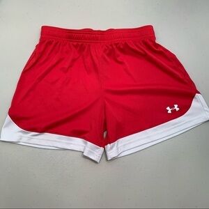 Under Armour Shorts Women Size Small Red Heat Gear Loose Fit